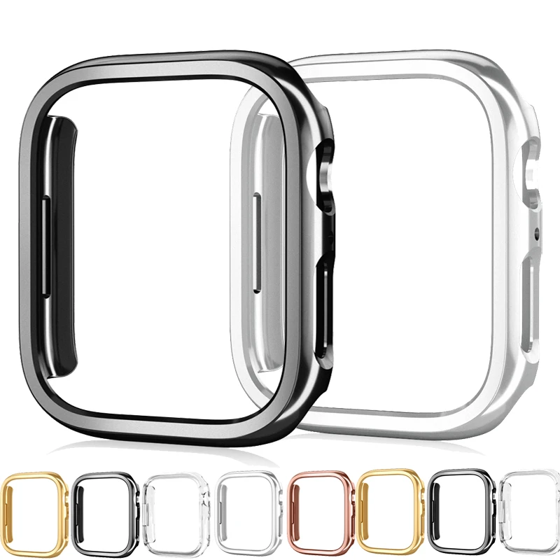 For Apple Watch 45mm 41mm 38mm 42mm 40mm 44mm Plated Skeleton Cover Hard PC Bumper Case Frame for IWatch SE 9 8 7 6 5 4 3 Case