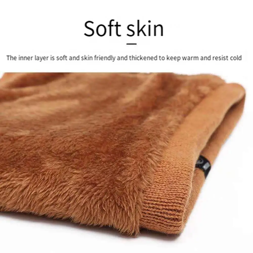 New Winter Soft Knitted Neck Warmer Men Women Fleece Snood Scarves Thicken Wool Neck Scarfs Ring Cold-proof Cycling Face Mask