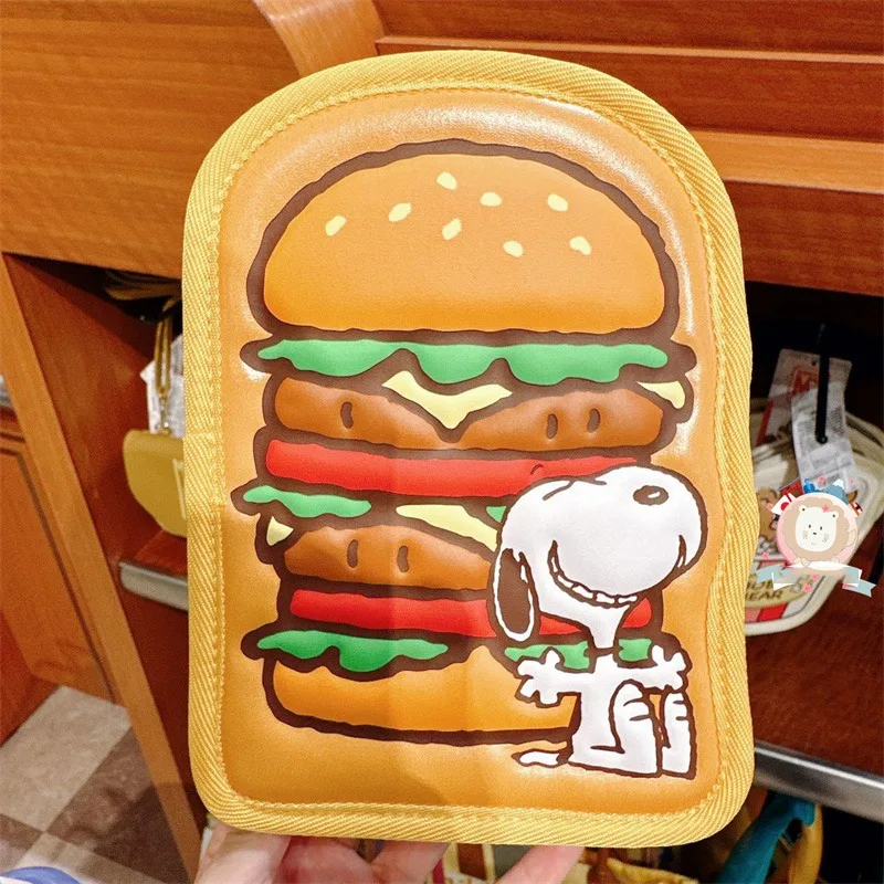 Bolsa de almacenamiento de hamburguesas Snoopy, porta pasaporte de gran capacidad, bolsa para tarjetas de identificación, bolsa pequeña de almacenamiento práctica, regalos periféricos de dibujos animados bonitos