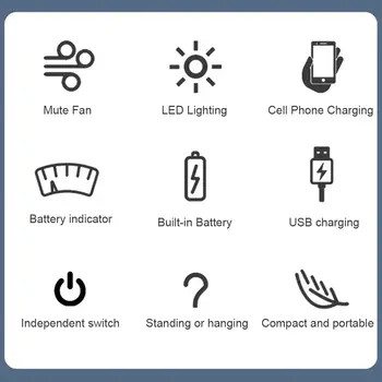 Sommar Ny Elfläkt Produkt Funktionell LED Handhållen Fläktlampa Inbyggd 18650 Batteri 4000mAh Lång Räckvidd 20W Vindkraft 6 best sales Portable fan 18650 - №6