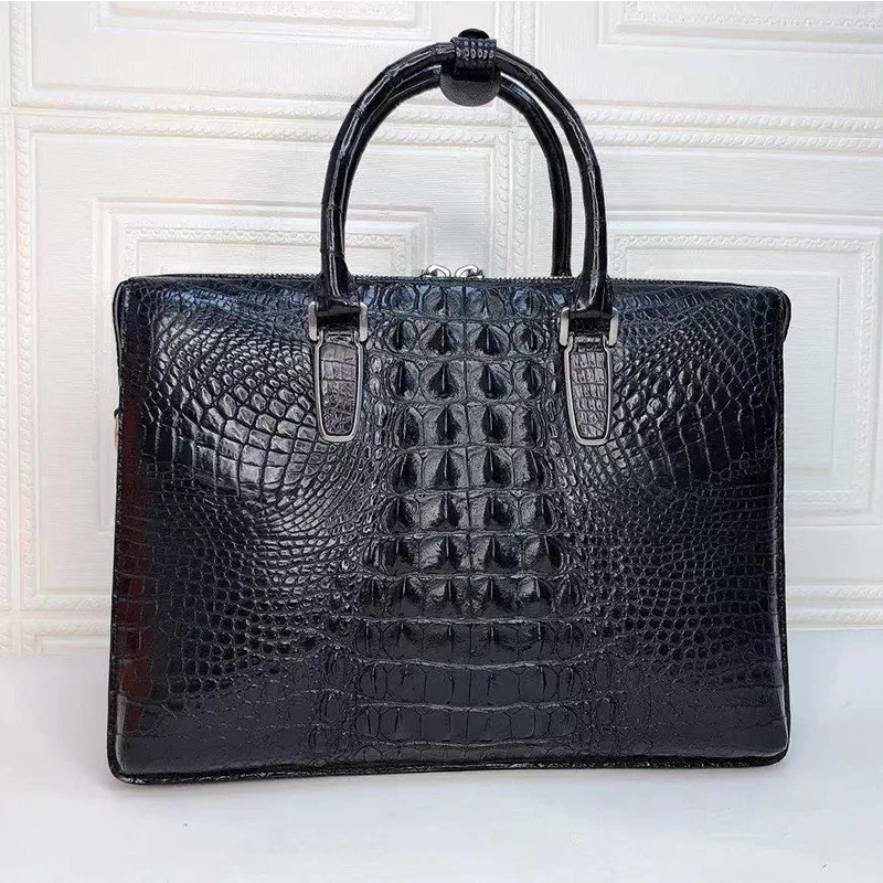 Sacs pour ordinateur portable en cuir de peau de crocodile véritable pour hommes, sac d'ordinateur de messager de voyage, étui Bombes en cuir d'alligator, marque de luxe