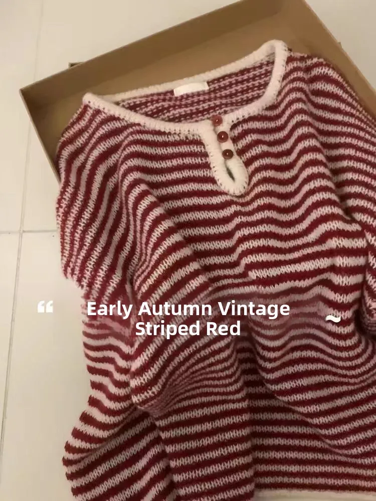 

Женский вязаный свитер Sweet Sle в полоску, осенне-зимний, удлиненный, на одно плечо, с пуговицами, теплый, модный