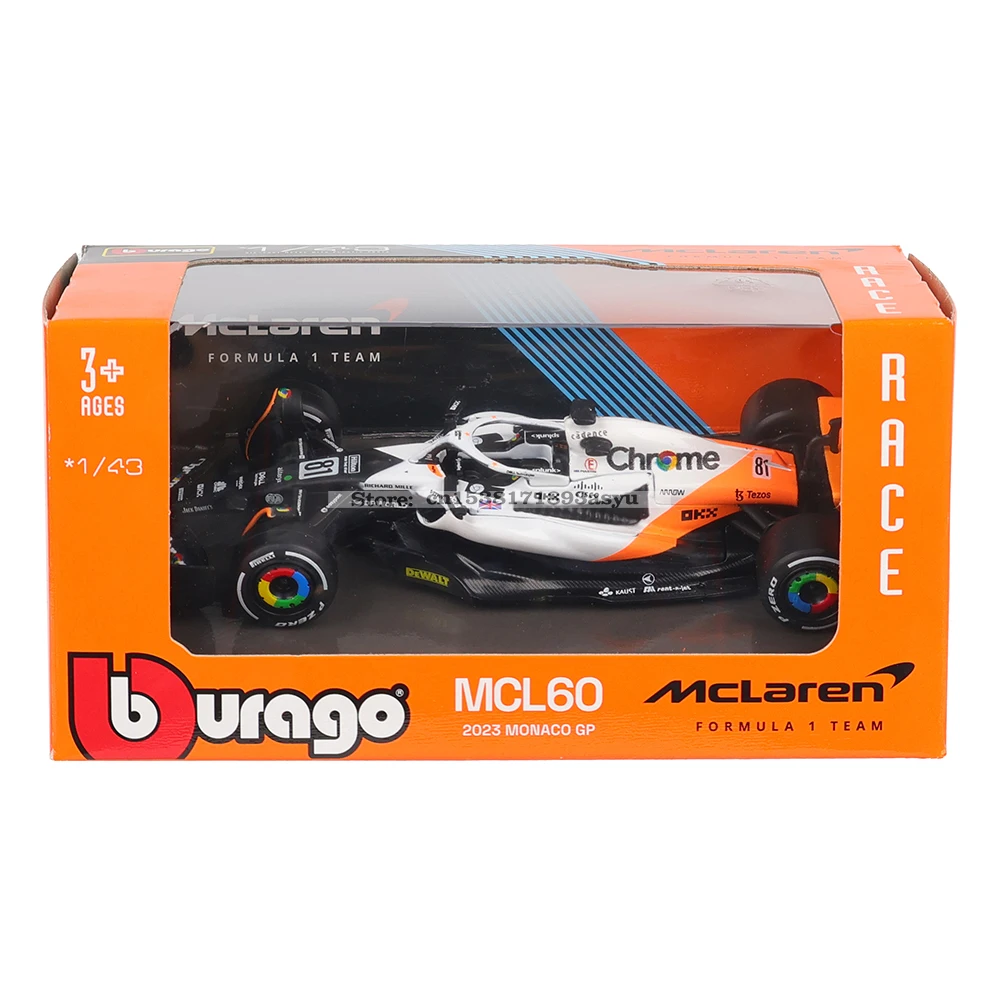 Bburago 1:43 NEW 2023 McLaren F1 Team MCL60 4 #   Lando Norris 81 #   Oscar Piastri Formuła 1 Alloy Super Toy Odlewany model samochodu