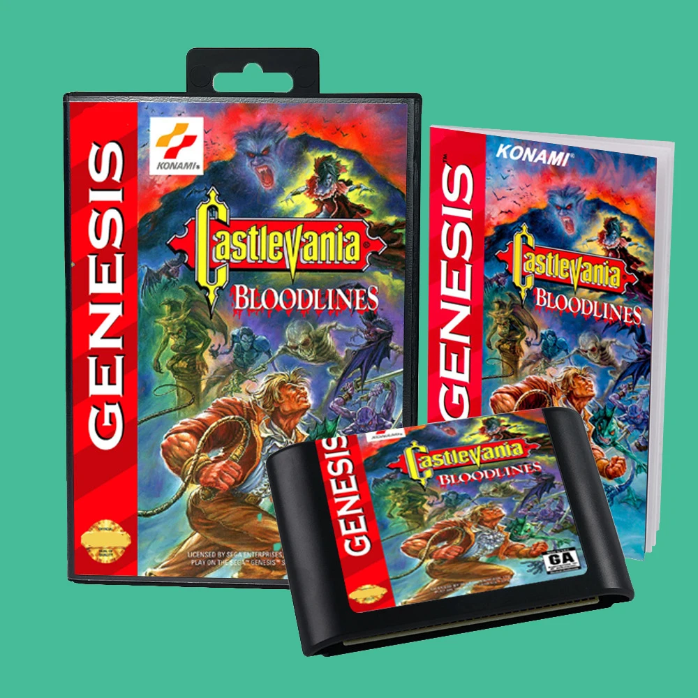 Castlevania - Bloodlines USA Game for SEGA Mega Drive Genesis 16 bit Consoles Game Cartridge Box Manual