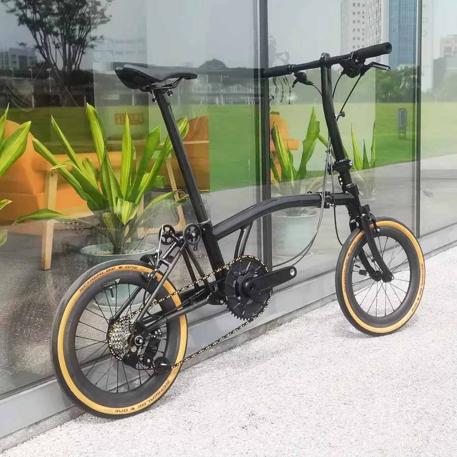 16 Inch 7speed C Brake Outdoor MTB Bike For Adults Lightweight Tri-Fold Mini Bicycle Black Carbon Fiber Folding Bike