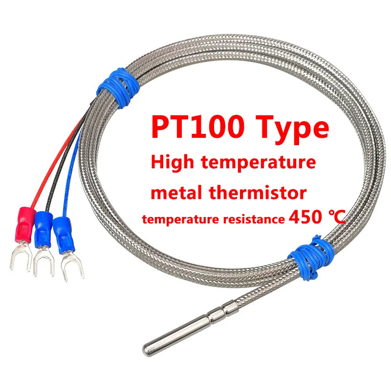 Pt100 high temperature probe type temperature sensor glass fiber insulation high temperature platinum thermal resistance 450℃