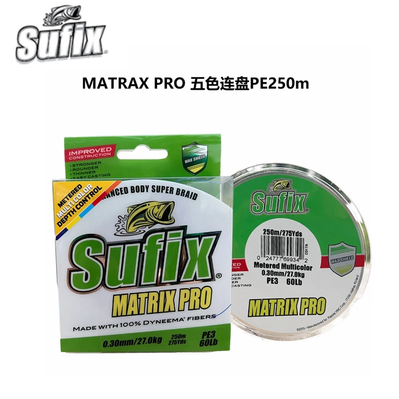 Original SUFIX MATRAX PRO Fishing Line X8 METERED MULTICOLOR PE Line 1000M/250M/600M 40LB-200LB  SUPER Braid  SEA Fishing LINE