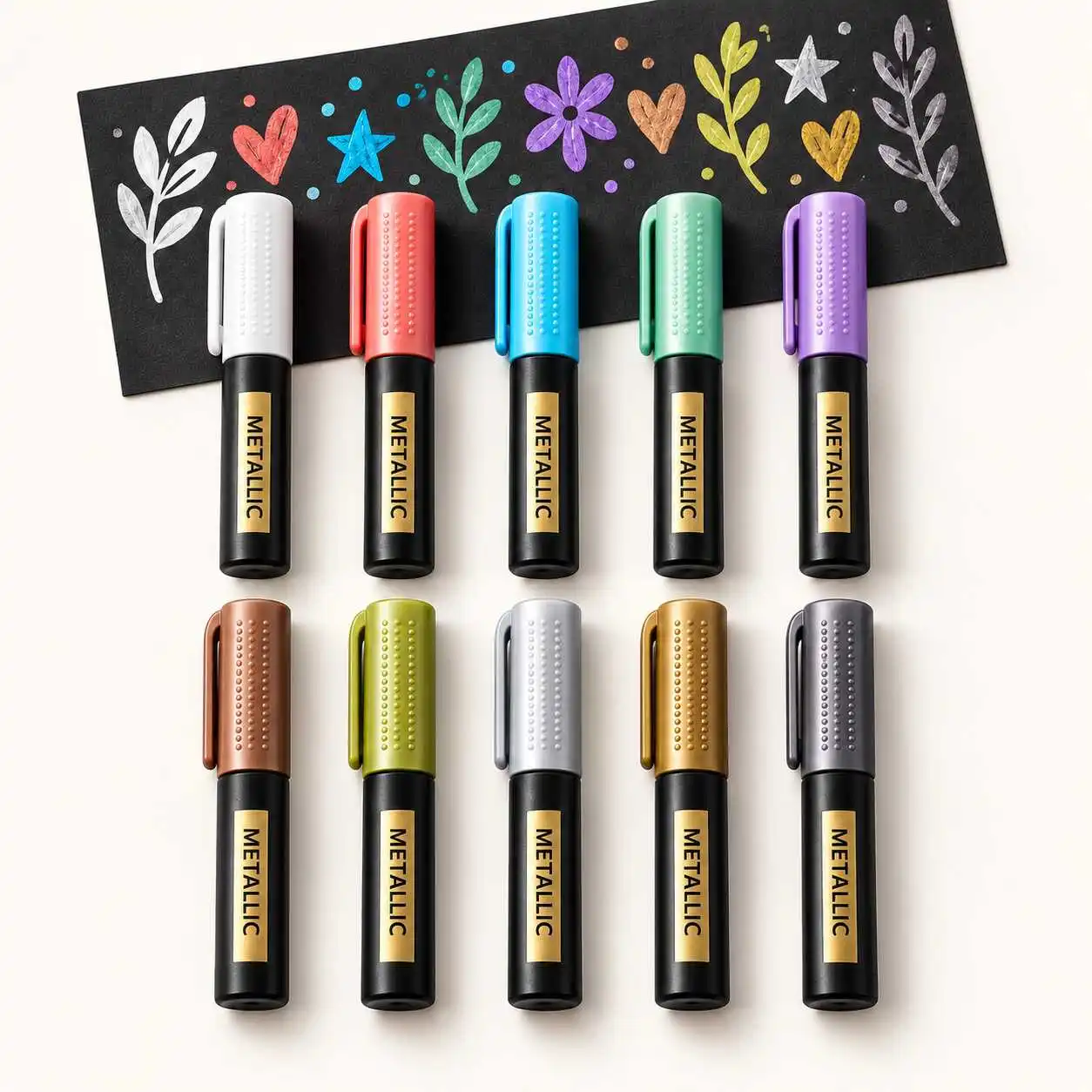 10pcs Medium Tip Metallic Marker Pens for Black Paper and Crafts