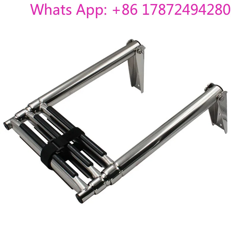 Marine Yacht Stainless Steel Ladder 0528 3/4 Step Telescoping Extendable For Boat Swim