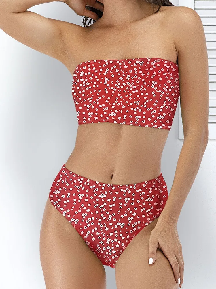 New leopard Printed bikini sexy strapless Bikini Sets fashion Swimsuit Women Beachwear Female Swimwear high waist Bathing Suits