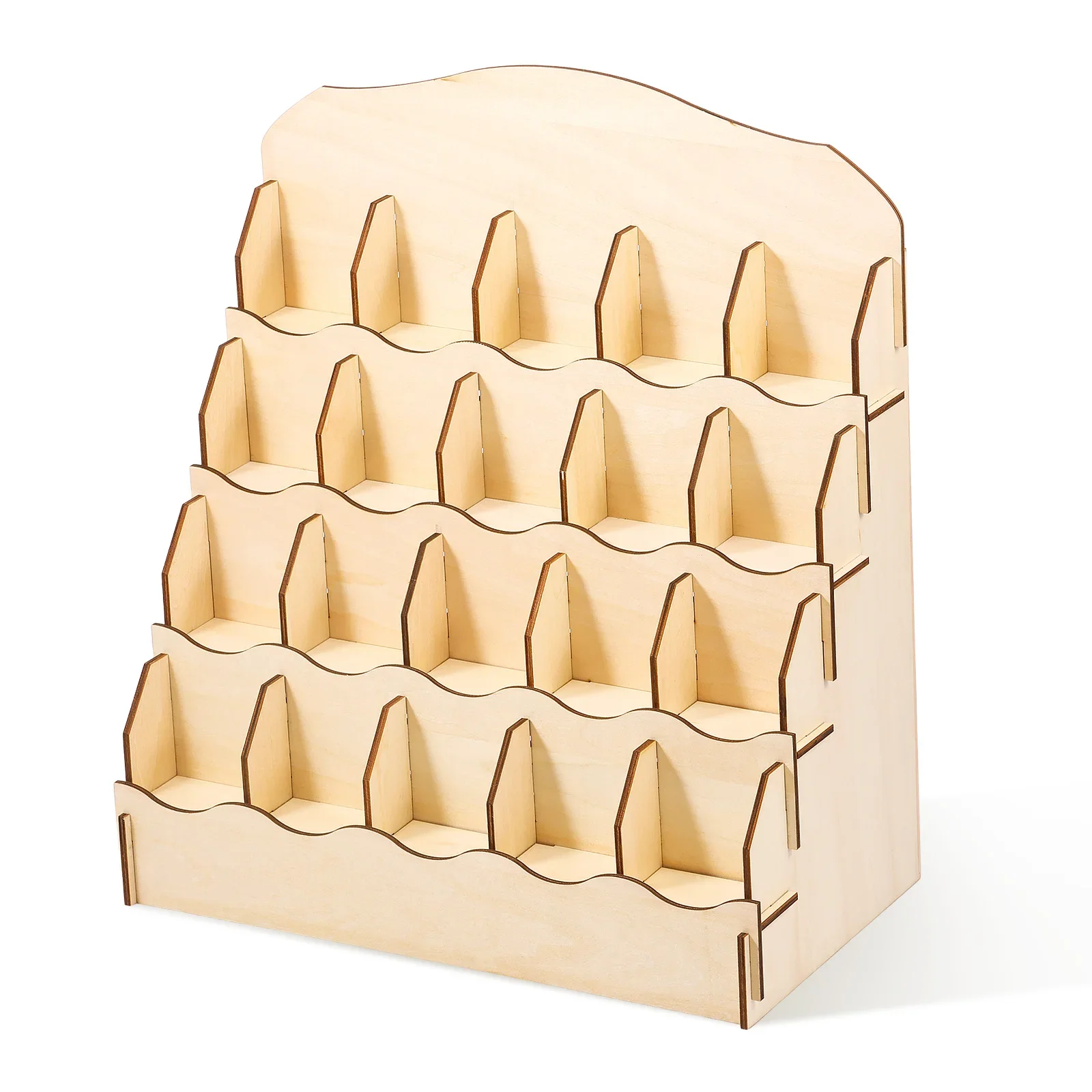 Wood Greeting Card Display Stand 20 Compartments Bookmark Brochure Holder for Magazines Books Journals Desktop Storage
