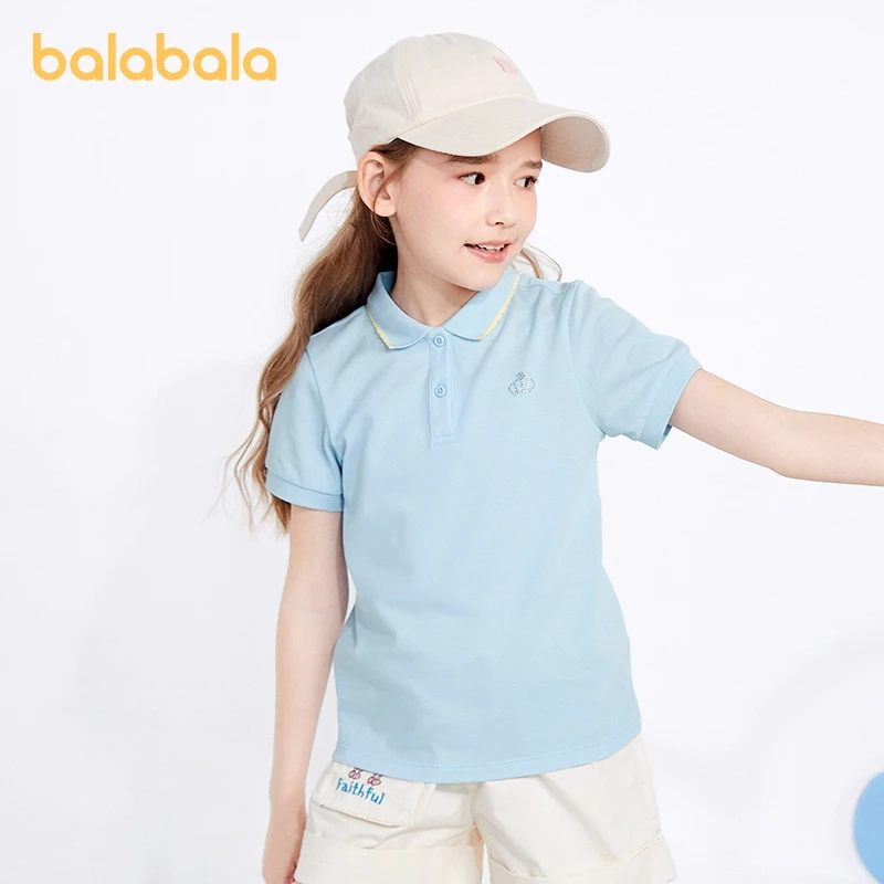 Balabala-camiseta de manga curta para meninas, coleção de verão, crianças de médio a grande porte, anti-antibacteriano, para o verão, 2024