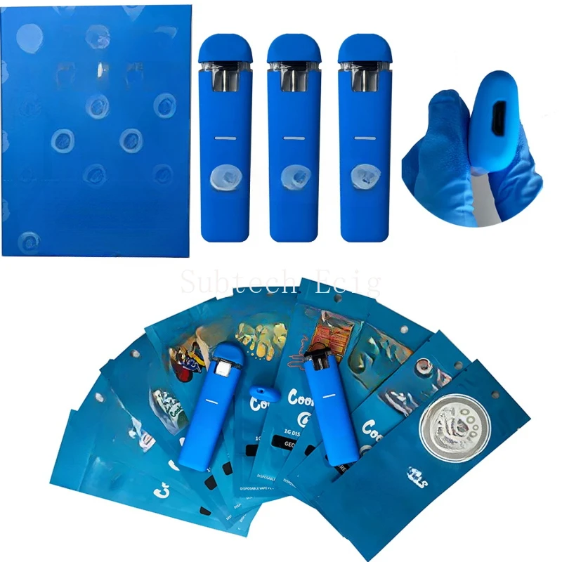 قلم Vape أزرق للبسكويت ، مجموعات سجائر إلكترونية ، 1 ملف سيراميك جراب فارغ ، جهاز تبخير ببطارية قابلة لإعادة الشحن للزيت السميك ، 10: 50