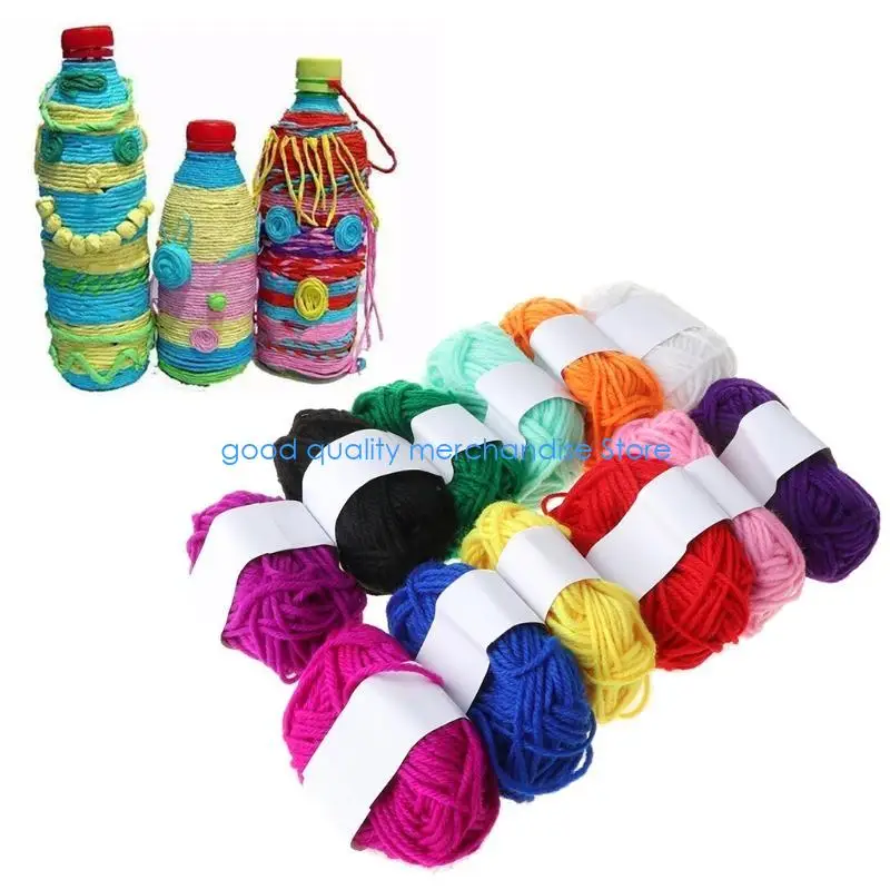 Y5JD 12 Assorted Colors Childrens DIY Manual Knitting Wool Yarn Crochet Acrylic Fiber Line Cord Thick Thread for Cushion