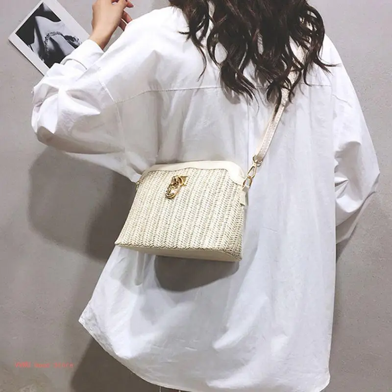 Women Fashion Handbag Shoulder Bag Ladies Summer Straw Woven Crossbody Tote