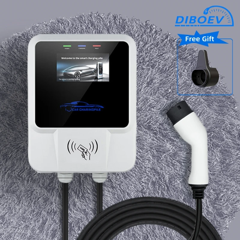 EV Charging Station 7/11/22KW Electric Vehicle Car Charger 32A EVSE Wallbox Wallmount Type2 IEC62196 Type1 with APP Wifi Cards