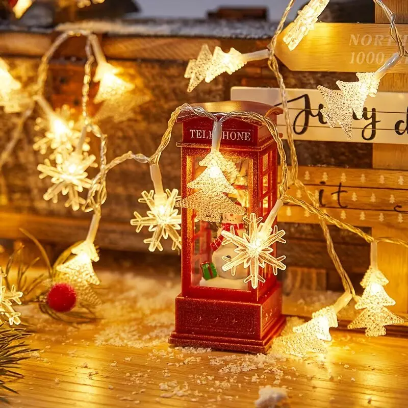 59.06inch 10 Lights,3m 20 Lights Christmas Tree Snowflake Reindeer Star Xmas Decoration String Lights,Battery Powered(No Plug)