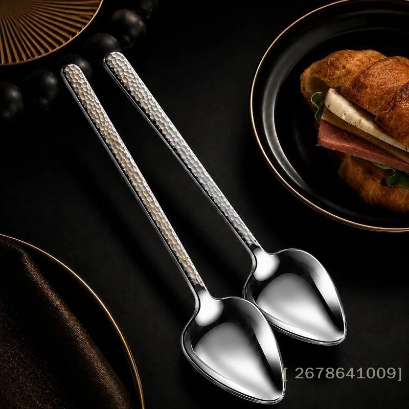 ⚑304 Stainless Steel Peach Heart Spoon Mirror Polished Head With Long Handle For Dessert Coffee Kitchen Tableware