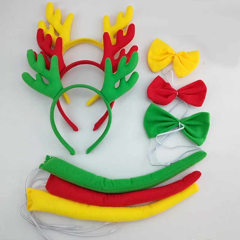 Erwachsene Kinder Plüsch Junge Hirsch Elch Geweih Stirnband Schwanz Geburtstag Party Dekoration Kopfbedeckung Halloween Kostüm Cosplay