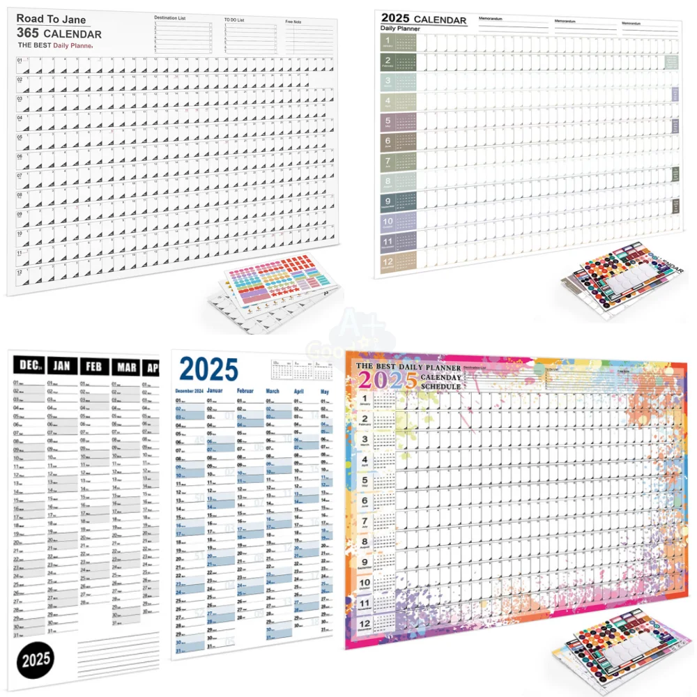 Calendrier mural avec licence, calendrier annuel, mensuel, hebdomadaire, liste de tâches, ordre du jour, nouveau, 2025, kawaii