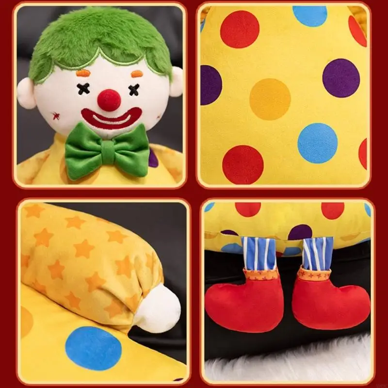 

M89C Colorful Clown Stuffed Toy Soft Plush Throw Pillow for Children Room Decoration