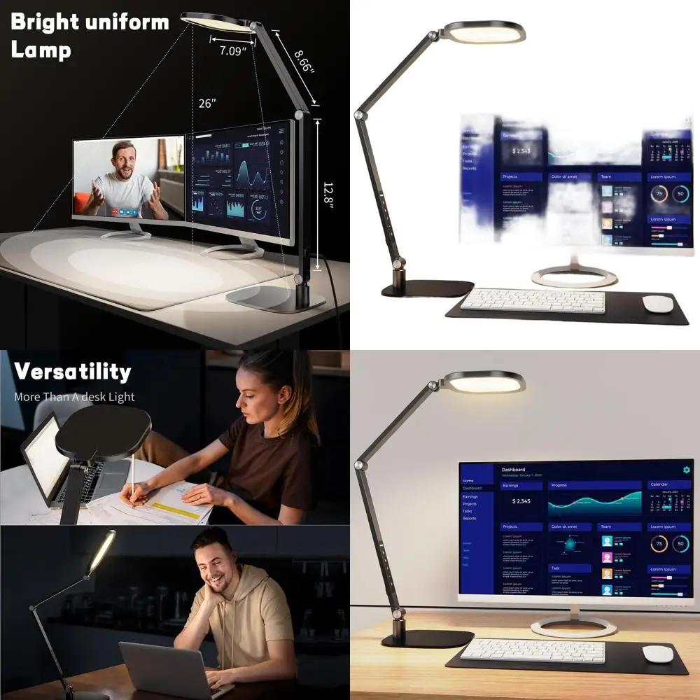 

LED Desk Lamp for Home Office, Eye-Caring Modern Desk Light, 3 Color Temperature 10 Brightness Computer Light, Dimmable Desk Lig