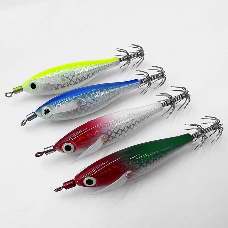 ShareShark 10 Stück/Box Tintenfisch-Jig-Köder 8cm 5,6g UV-Leuchtende Garnelenköder Horizontaler Kunstköder für Tintenfisch Oktopus Salzwasser – Detail 16