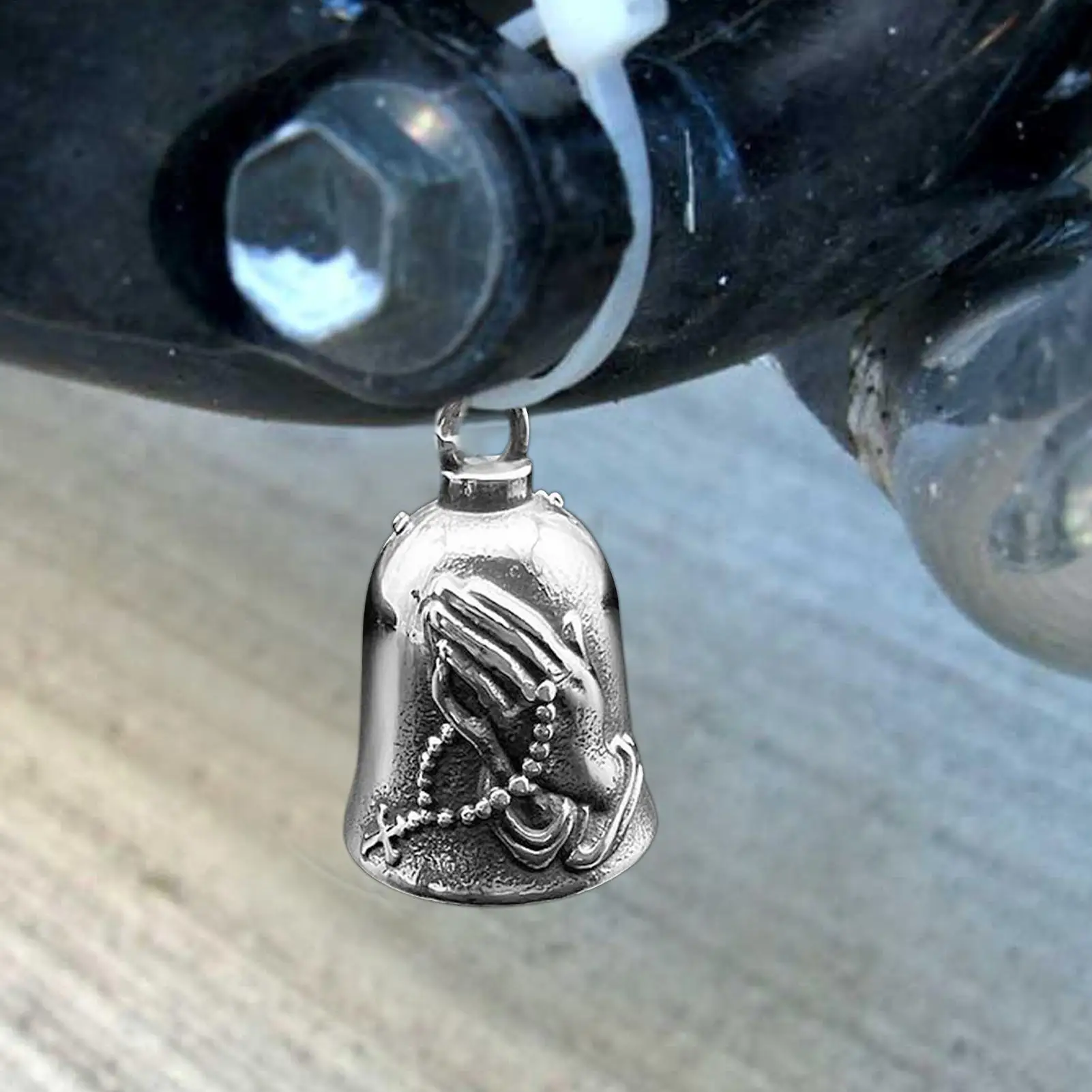 Motorcycle Vintage Praying Hands bell key chain for good luck prayer hand bell luckyriding bell