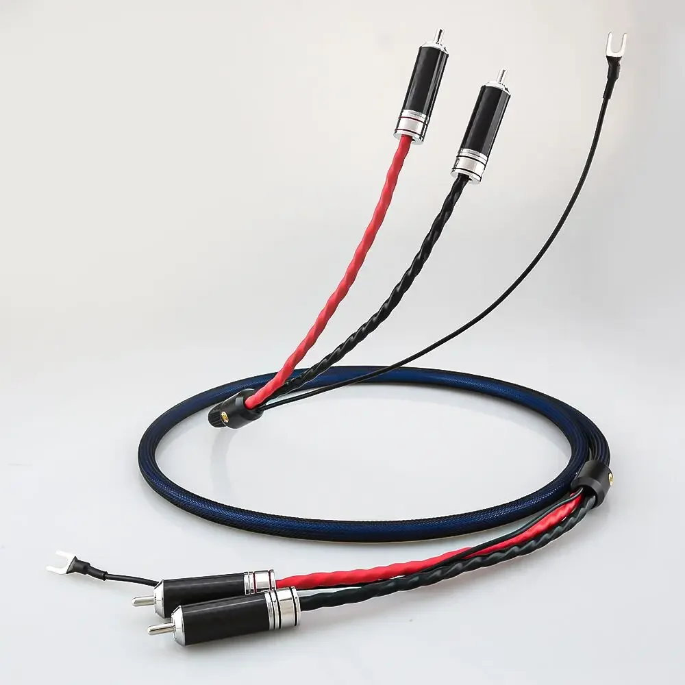 Viborg 5N 99.998% OFC cobre banhado a prata Tonearm Cabo Phono com 2 RCA para 2 RCA conector banhado a ródio