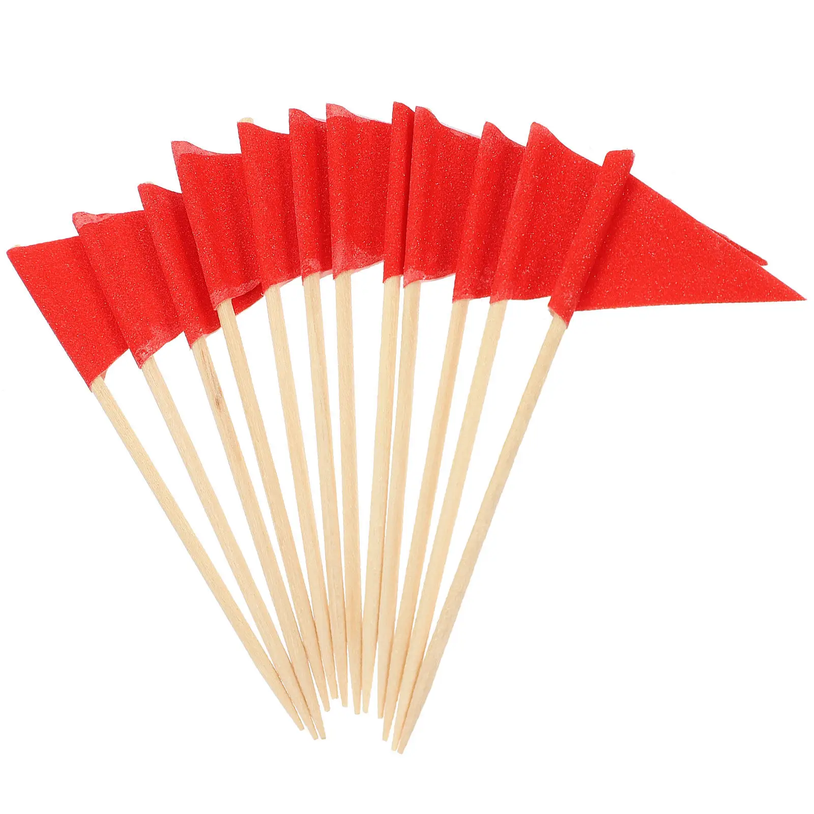 60Pcs Red Triangle Flag Cupcake Picks Party Decorations Buffet Labeling Mini Flags for Sandwiches Appetizers Food Marker