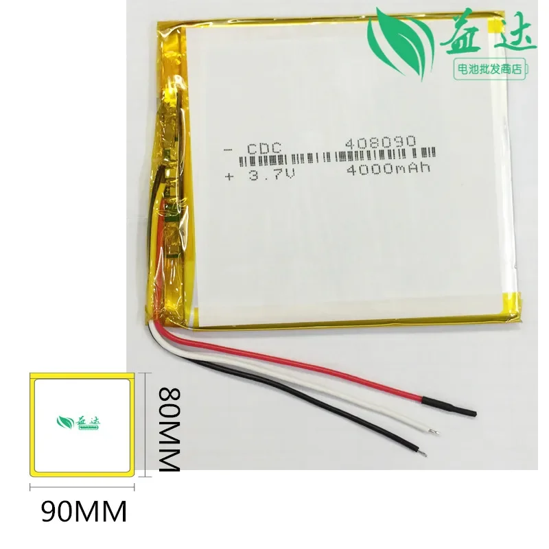 Novo Nova bateria de polímero de 3 linhas para tablet PC de 7 polegadas 408090   4000mAh 3.7V Pacote Post Recarregável Li-ion CellA Bom