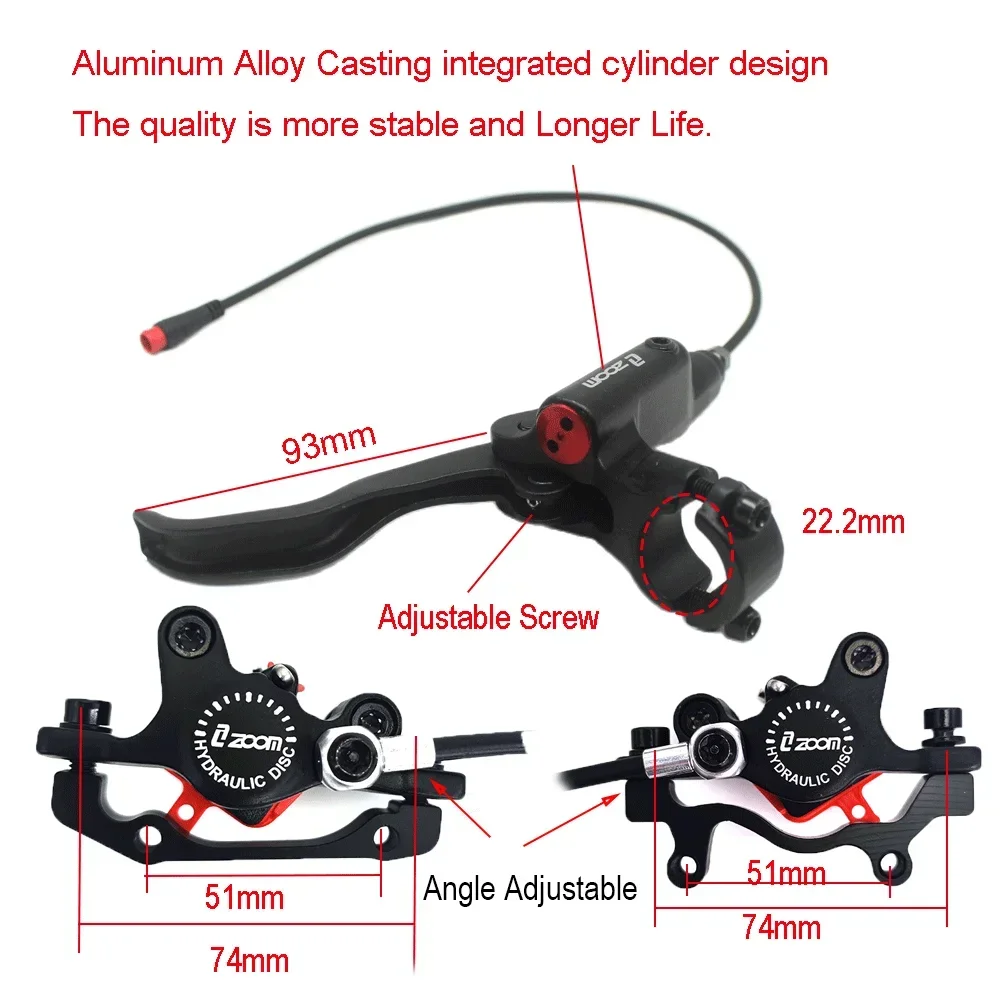ZOOM Bike Electric Scooter Power Off Control Oil Hydraulic Disc Brake Caliper 2200 1200mm for Zero 10X 11X KUGOO G Booster G1