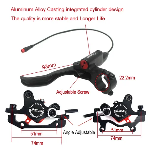 Imagen 2 del producto ZOOM bicicleta Scooter Eléctrico Control de apagado aceite pinza de freno de disco hidráulico 2200 1200mm para Zero 10X 11X KUGOO G Booster G1