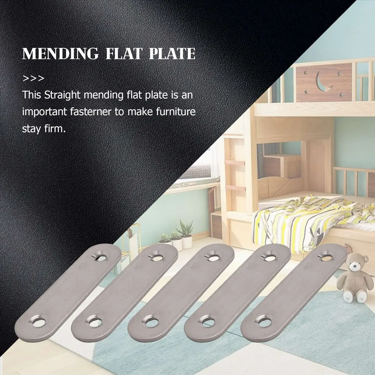 DT17 Stainless Steel Mending Flat Plate 60x16x2mm 2 Hole Straight Repair Bracket 5pcs for Furniture