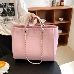 Chain Canvas Shoulder Bag For Women Tote Designer Casual Female Bags Messenger Leisure Handbags 2023 Trend Handbag