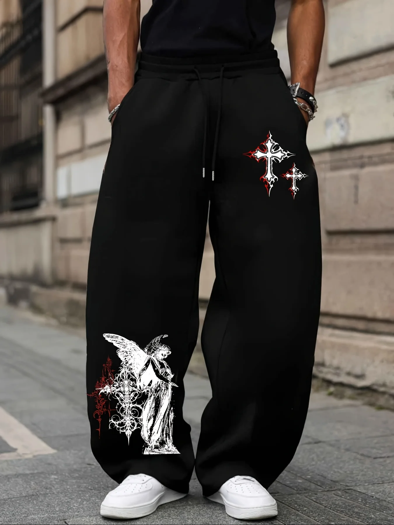 

Men's Sweatpants with A Unique Gothic High Street Style "no Story" Lettering Print and Elastic Waistband for Shopping