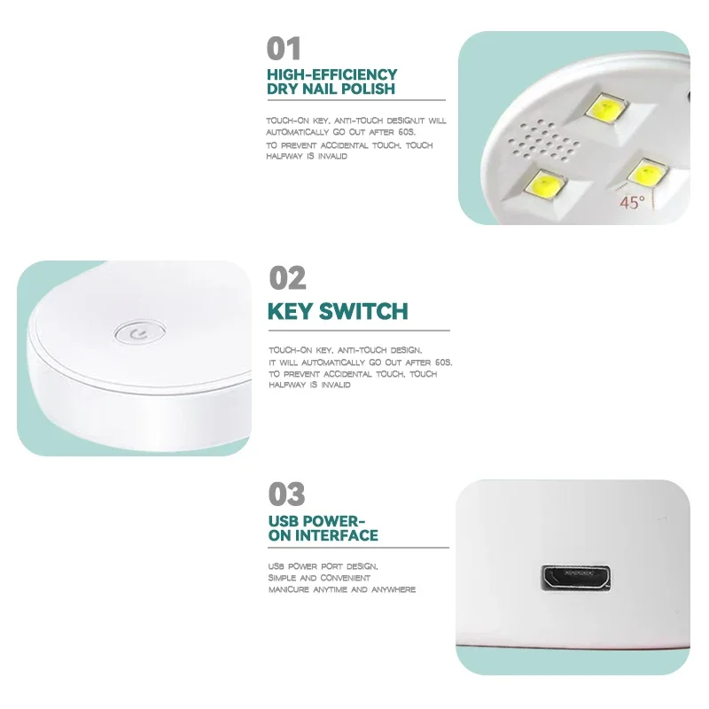 Lampada per unghie UV LED Lampada per asciugatura smalto gel Mini 9-16W Luce per unghie con cavo USB Manicure Strumento per nail art Lampara uv Ecoco uv Uv led