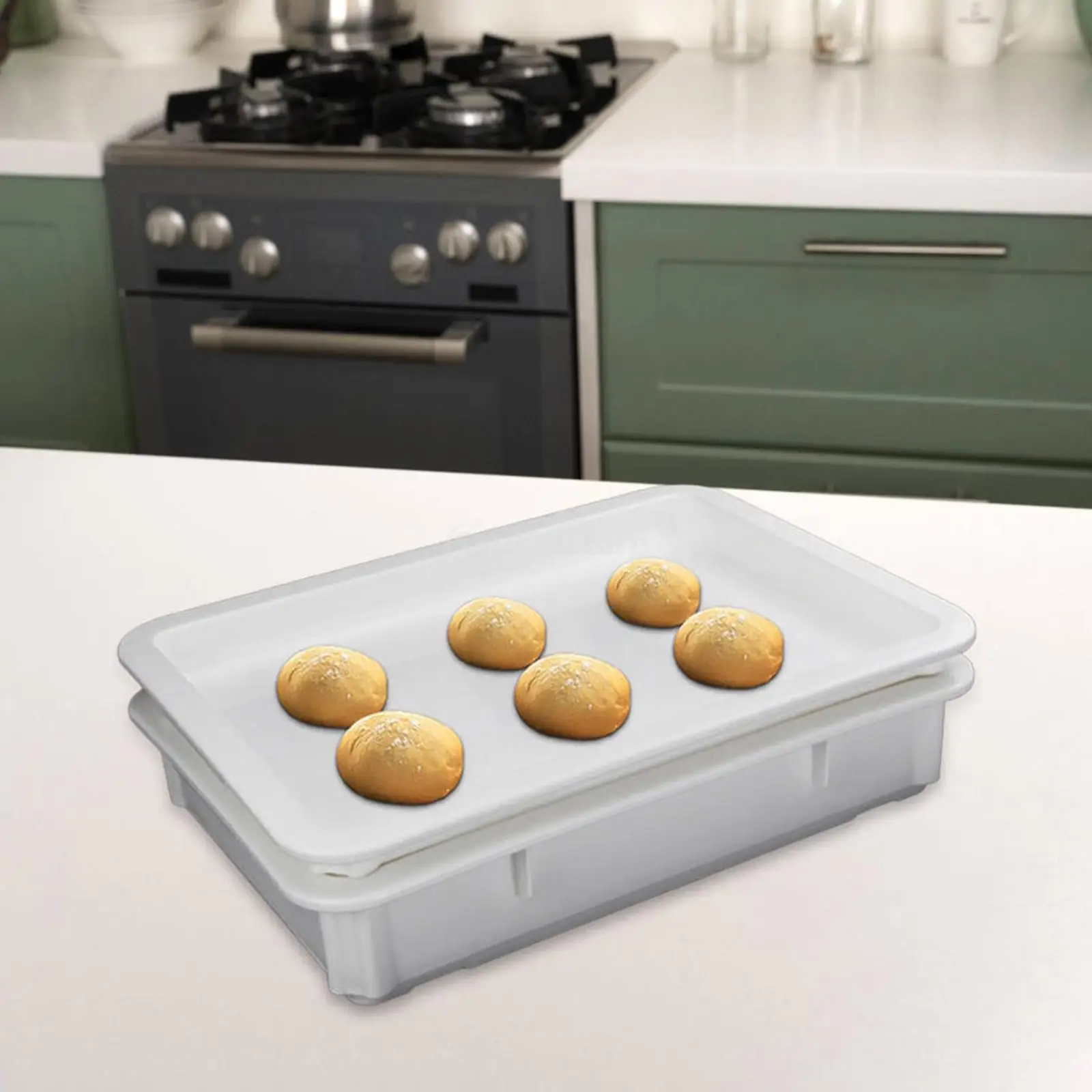 

Pizza Proofing Box with Cover Convenient Easy Clean Rectangle Stackable Pizza Tray Bread Proofing Box for Household Home