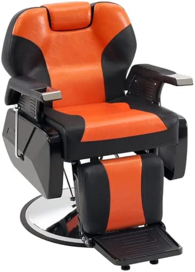 

BarberPub Heavy Duty Reclining Barber Chair All Purpose Hydraulic Salon Chair for Barbershop Stylist Tattoo Chair 2688(Orange)