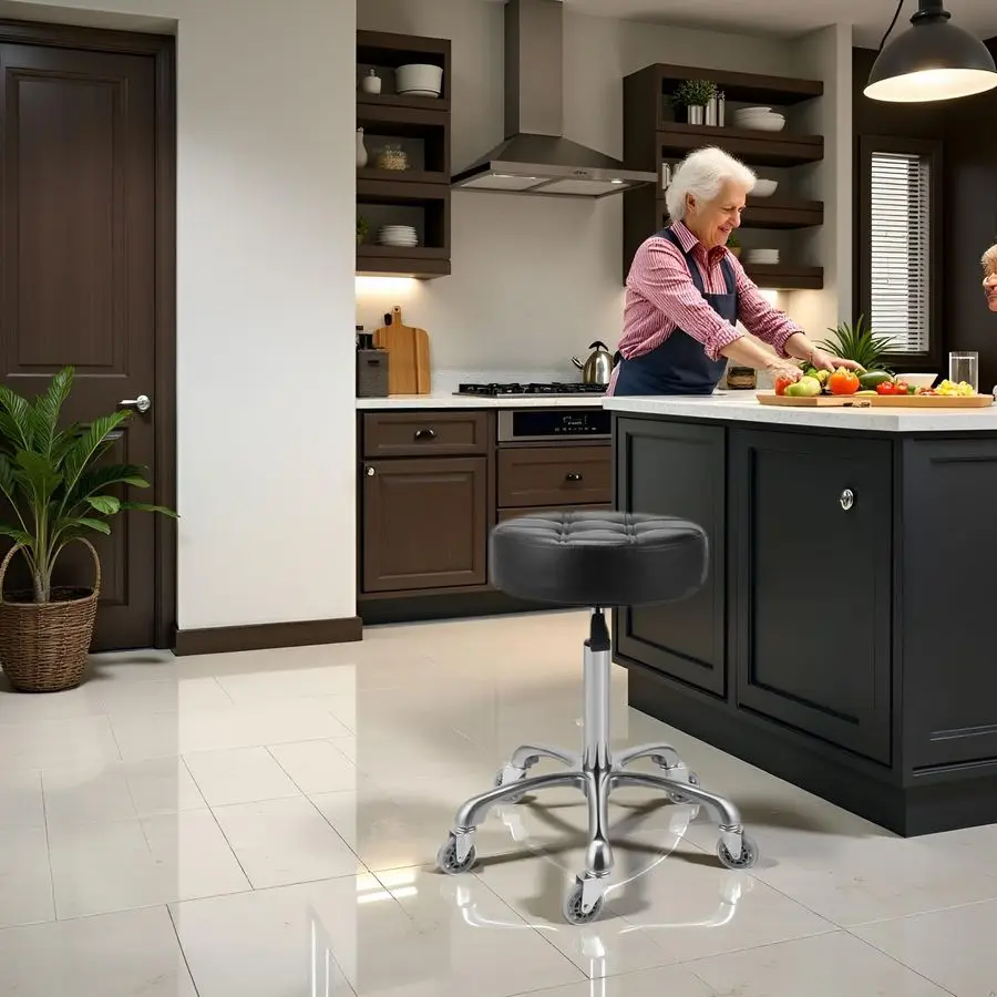 Swivel Stool Chair Adjustable Heavy Duty Barber Stool Hydraulic Rolling Work Stools with Wheels for Hair Beauty Salon Spa Home K