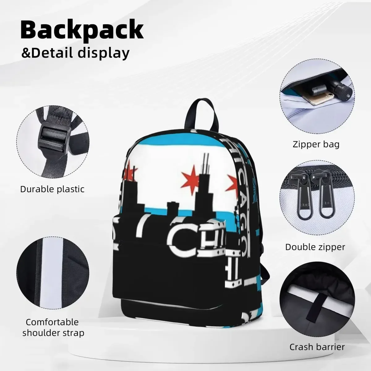 Chicago Woman Backpacks Boys Girls Bookbag Casual Students School Bags Portability Travel Rucksack Shoulder Bag