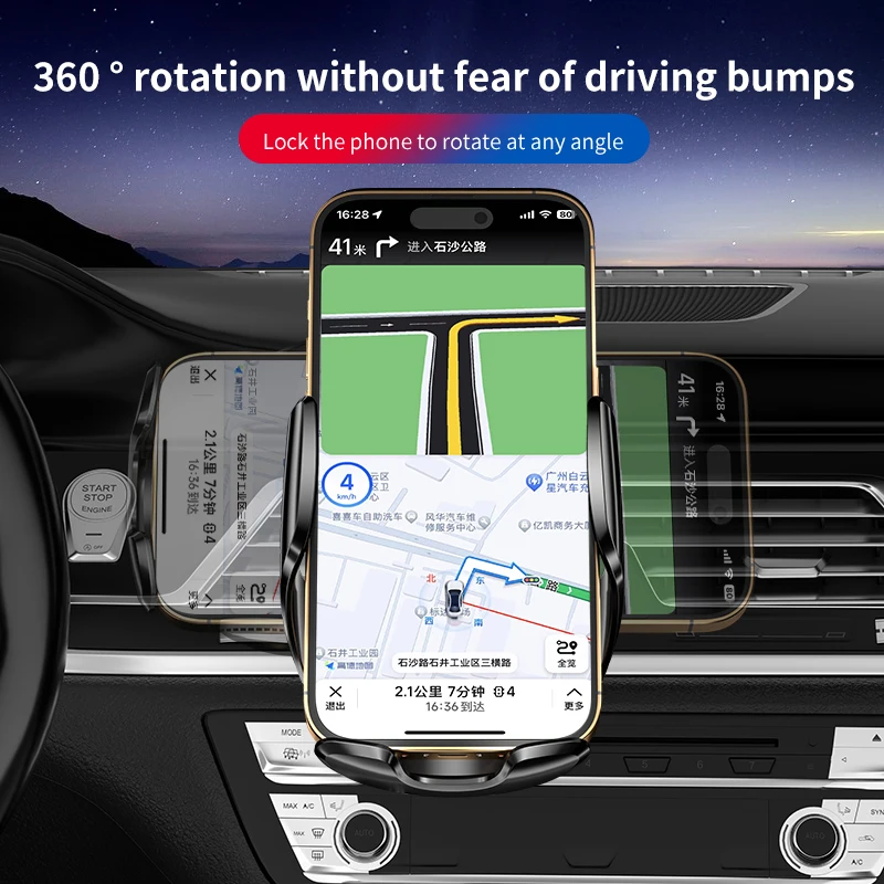 Fast Car Wireless Charging Station For iPhone 15 Pro Max Samsung Xiaomi Huawei Phone Wireless Charger Dashboard Outlet Holder - náhled 3