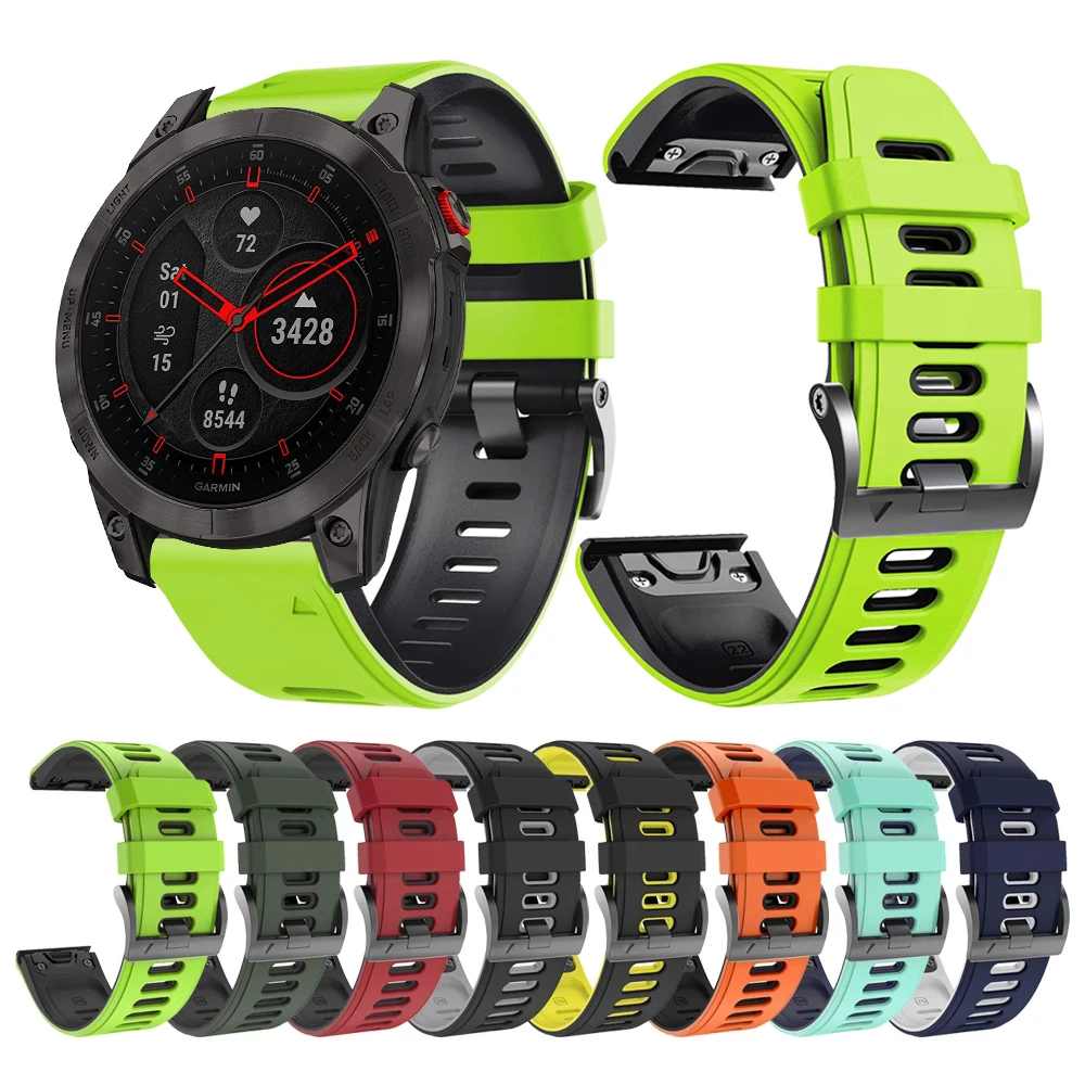 

QuickFit 22mm 26mm Sport Silicone Strap For Garmin Epix Gen 2 Fenix 7 7X 6X Pro 5X Plus Enduro 2/Descent G1 Bracelet Watchband