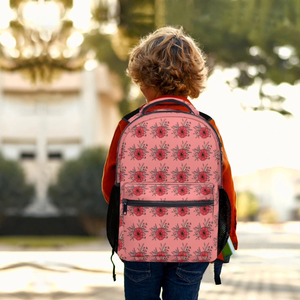 Buquê de verão com flor de papoula, pintura, plantas em estilo simples, mochila leve impressa, mochila escolar