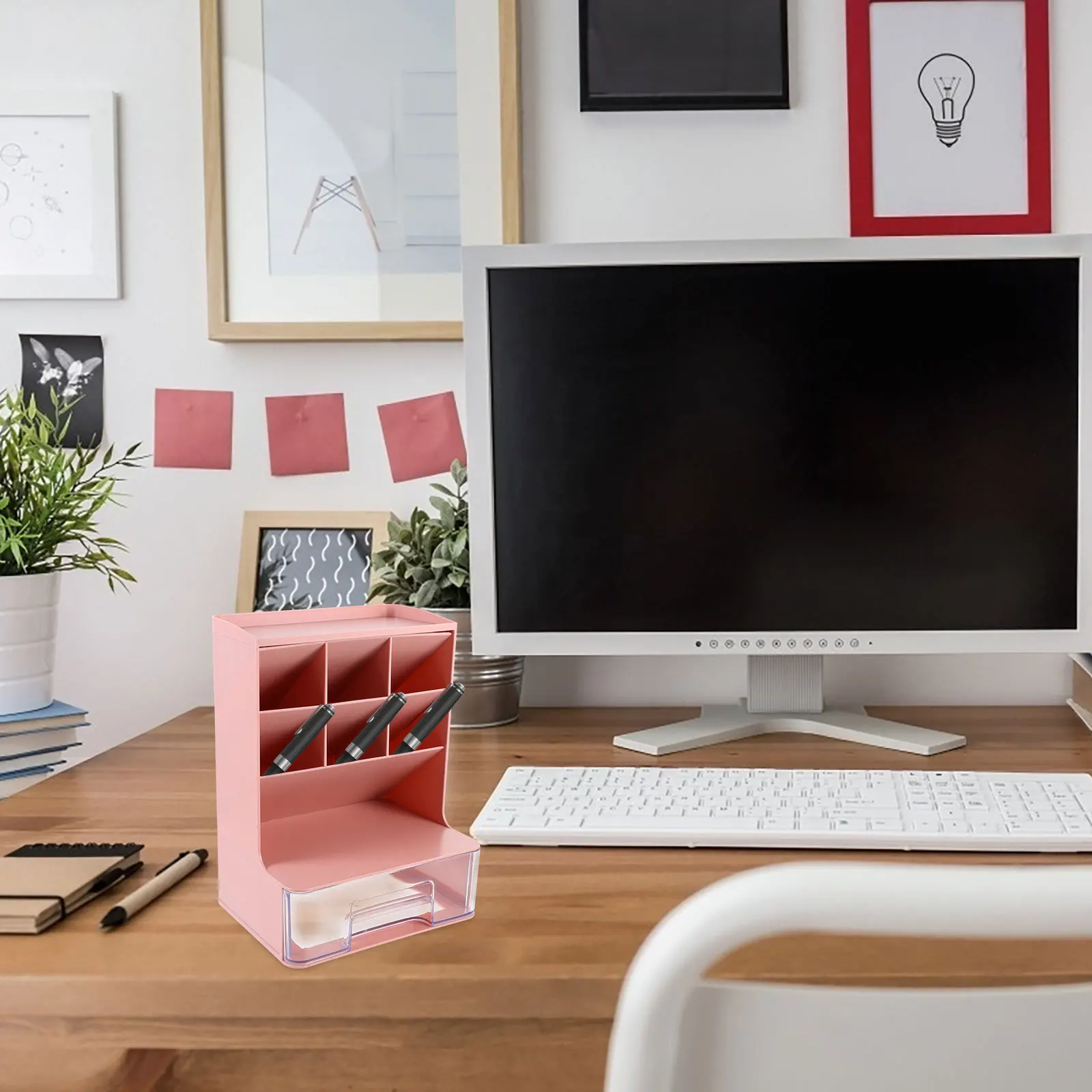 

Plastic Desk Organizer Multi-Function Pen Holder Desktop Storage Box Office Stationery Holder Desk Supplies Desktop Storage Box