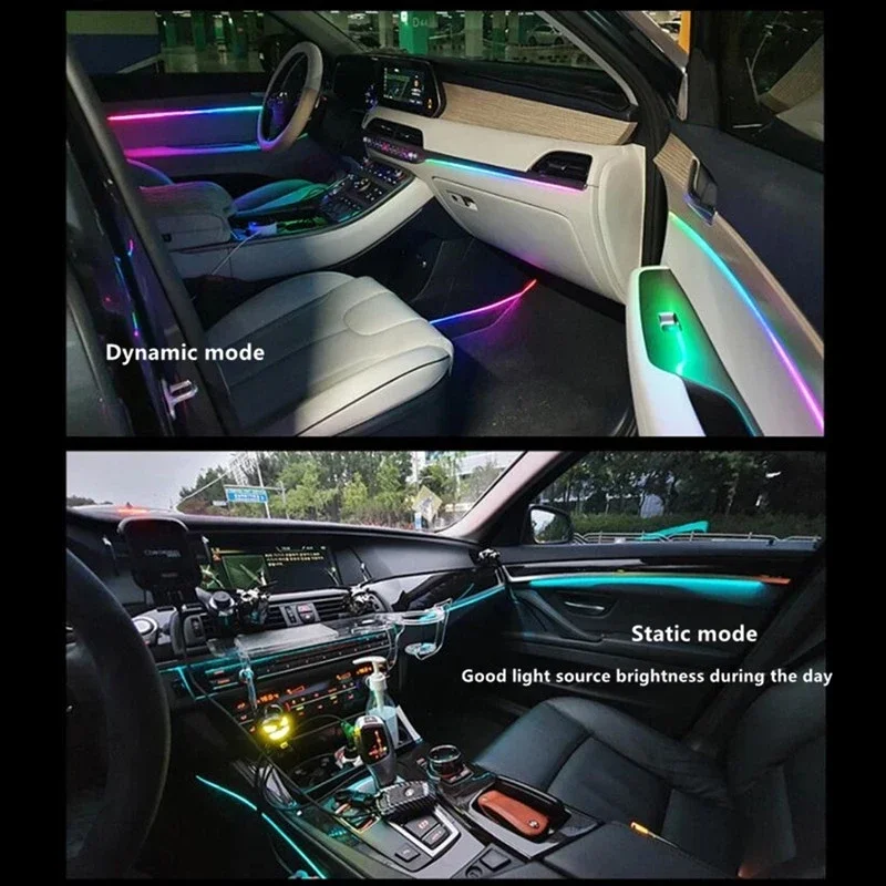 

6 in 1 RGB Symphony LED Ambient Light Car Interior Hidden Acrylic Strip 64 Color Universal Atmosphere Lamps For BMW F30 Toyota