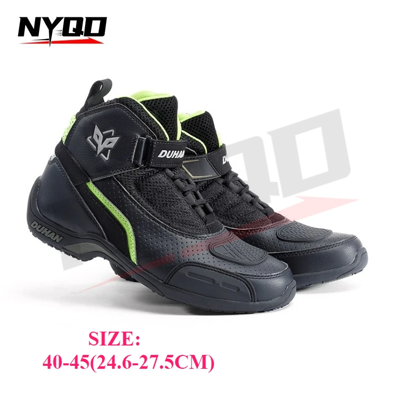 

DUHAN Motorcycle Boots Moto Motocross Riding Boots Summer Breathable Motorbike Ankle Shoes Motorcycle Boots with Boot Cover