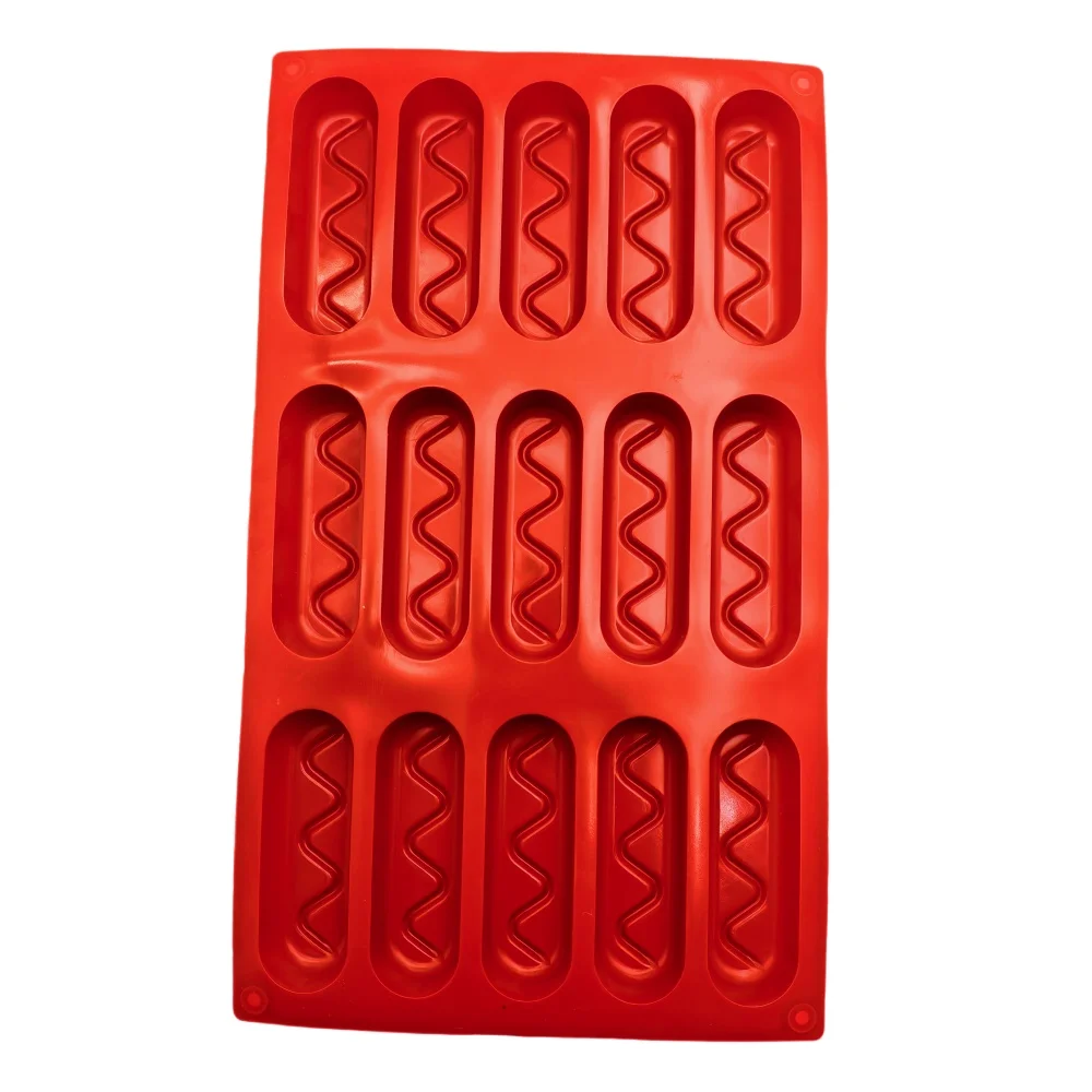 Silicone Long Elliptical Finger Cookies Mold Pillow Chocolate Bar 12 Hole Mousse Sandwich Cake Mold Puff Soap Bar Baking Tools
