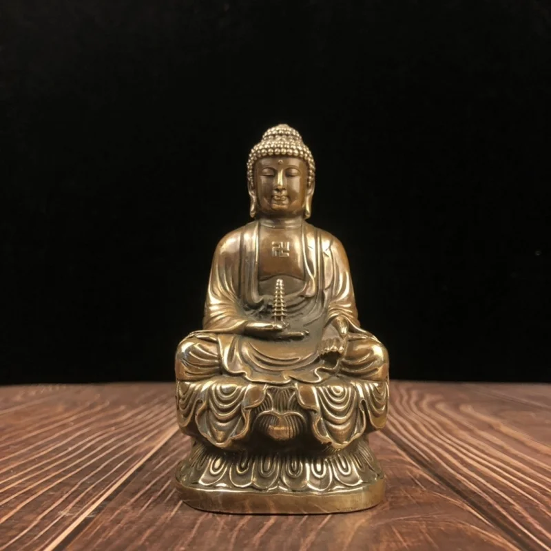 

Antique Bronze Small Seated Lotus Buddha Collection Ornament Fine Workmanship Rich and mellow patina Home Decor