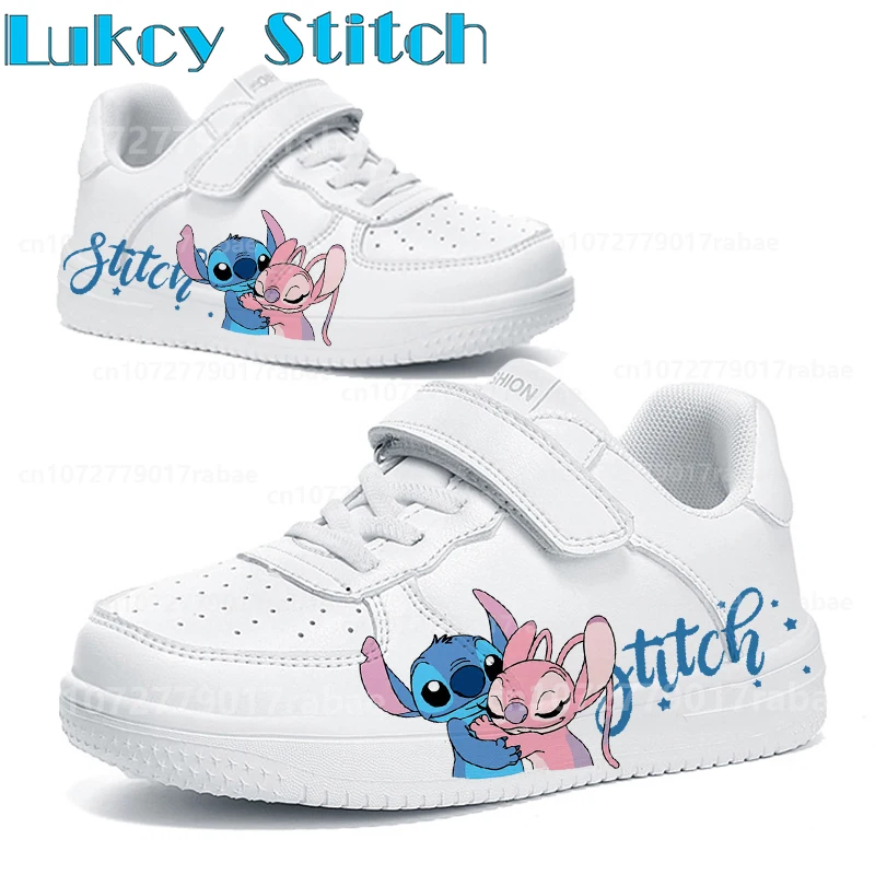 

Unisex Stitch Little Monster Youth student casual White shoes Super Cute Cartoon Printing sneakers boys girls birthday gift